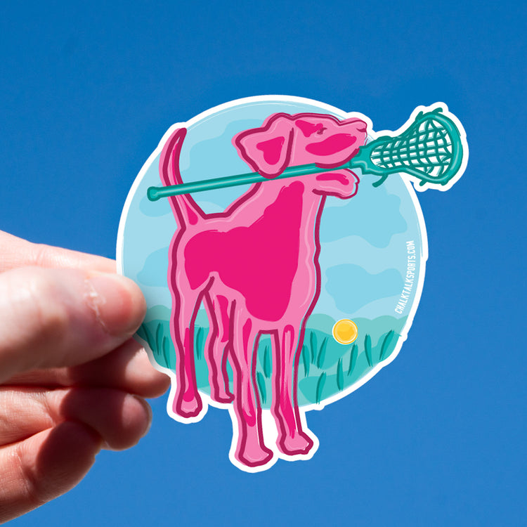 Girls Lacrosse Sticker - Watercolor Lacrosse Dog