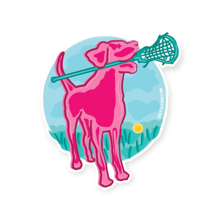 Girls Lacrosse Sticker - Watercolor Lacrosse Dog