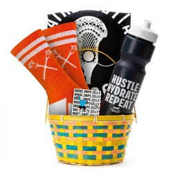Lacrosse Easter Basket with socks, tee, water bottle and sticker