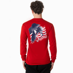 Guys Lacrosse Tshirt Long Sleeve - Lacrosse Eagle (Back Design)