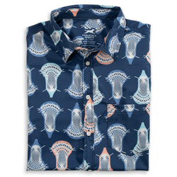 Lacrosse Performance Short Sleeve Button Down Shirt - Lax Head