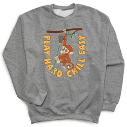 Guys Lacrosse Crewneck Sweatshirt - Play Hard, Chill Easy