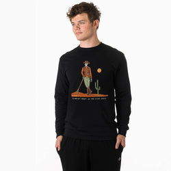 Guys Lacrosse Tshirt Long Sleeve - Slingin Heat In The High Noon