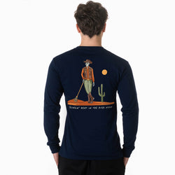 Guys Lacrosse Tshirt Long Sleeve - Slingin Heat In The High Noon (Back Design)