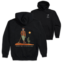 Guys Lacrosse Hooded Sweatshirt - Slingin Heat In The High Noon (Back Design)