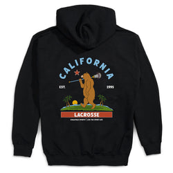 Guys Lacrosse Hooded Sweatshirt - California Lacrosse (Back Design) [Black/Adult Small] - SS