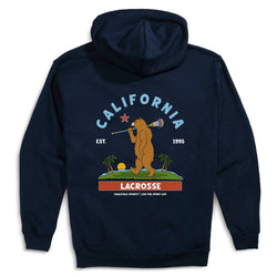 Guys Lacrosse Hooded Sweatshirt - California Lacrosse (Back Design) [Navy/Adult Small] - SS
