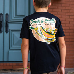 Guys Lacrosse Short Sleeve T-Shirt - Catch and Cradle (Back Design)