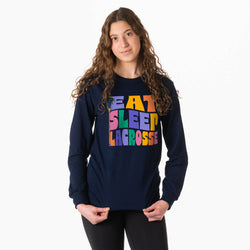 Girls Lacrosse Tshirt Long Sleeve - Girls Eat Sleep Lacrosse