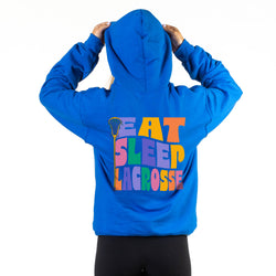 Girls Lacrosse Hooded Sweatshirt - Girls Eat Sleep Lacrosse (Back Design)