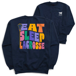 Girls Lacrosse Crewneck Sweatshirt - Girls Eat Sleep Lacrosse (Back Design)
