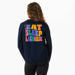 Girls Lacrosse Crewneck Sweatshirt - Girls Eat Sleep Lacrosse (Back Design)