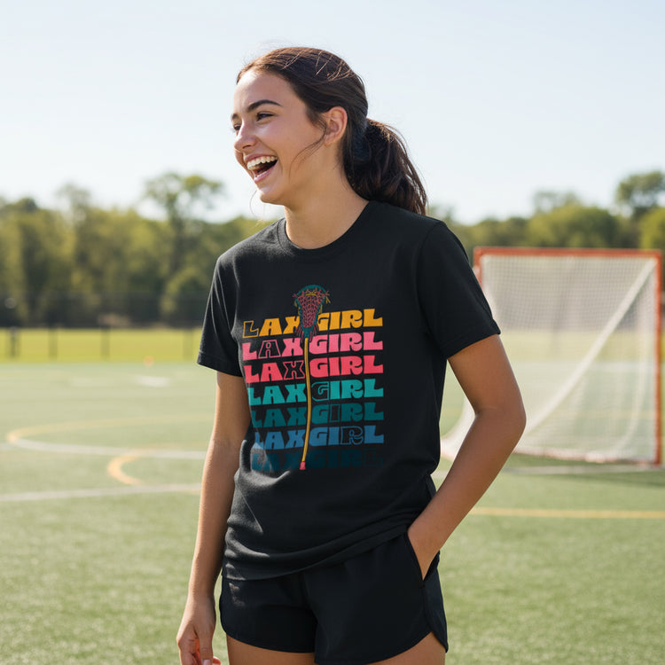 Girls Lacrosse Short Sleeve T-Shirt - Lax Girl Remix