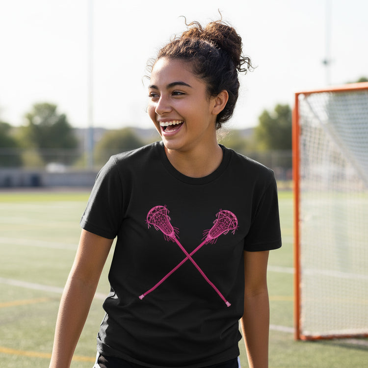 Girls Lacrosse Short Sleeve T-Shirt - Gritty in Pink