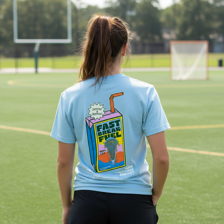Girls Lacrosse Short Sleeve T-Shirt - Fast Break Fuel (Back Design)
