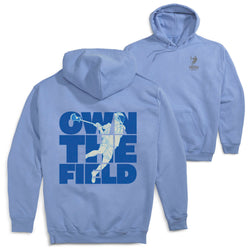 Guys Lacrosse Hooded Sweatshirt - Own The Field (Back Design) [Carolina/Youth Medium] - SS