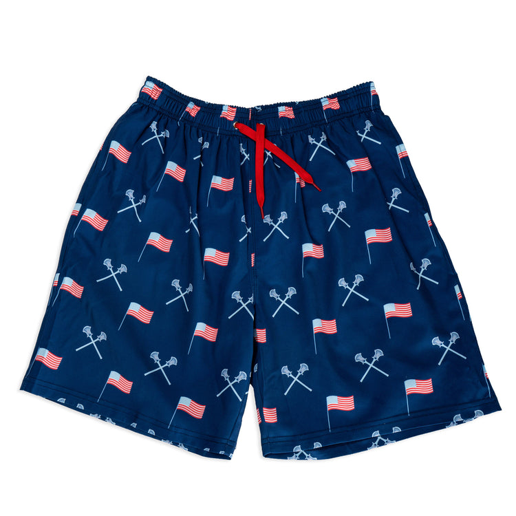 Guys Lacrosse Swim Trunks - Star Spangled