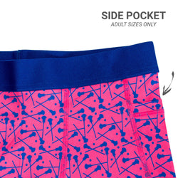 Close up of side pocket on hockey shorts