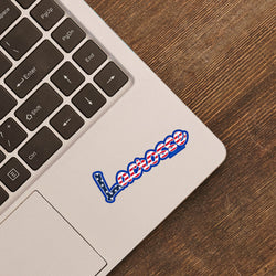 Lacrosse Sticker - Patriotic Lacrosse Script
