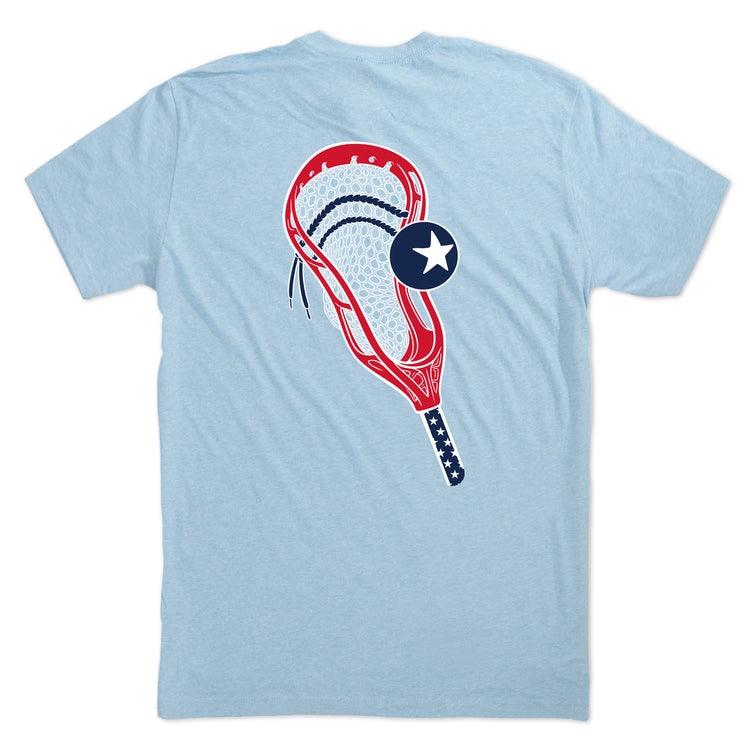 Guys Lacrosse Short Sleeve T-Shirt - Stars and Sticks Lacrosse (Back Design)