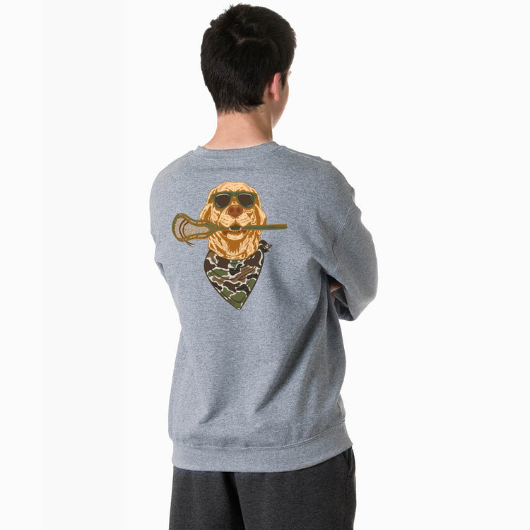 Guys Lacrosse Crewneck Sweatshirt - Lax Hound (Back Design)