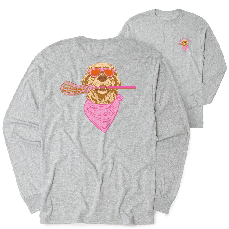 Girls Lacrosse Tshirt Long Sleeve - Girls Lax Hound (Back Design)