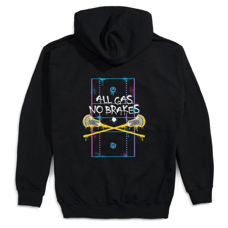 Guys Lacrosse Hooded Sweatshirt - All Gas No Breaks Lacrosse (Back Design)