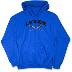 Guys Lacrosse Hooded Sweatshirt - Crossed Sticks [Royal/Youth Large] - SS