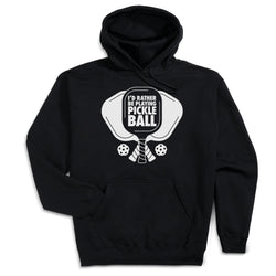 Pickleball Hooded Sweatshirt - I'd Rather Be Playing Pickleball [Adult X-Large/Black] - SS