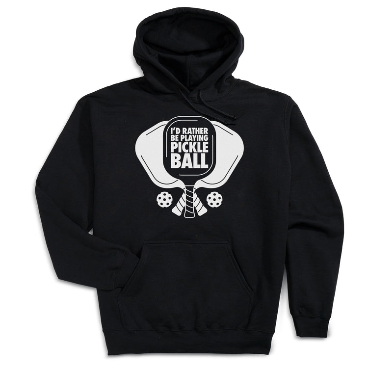 Pickleball Hooded Sweatshirt - I'd Rather Be Playing Pickleball [Adult X-Large/Black] - SS