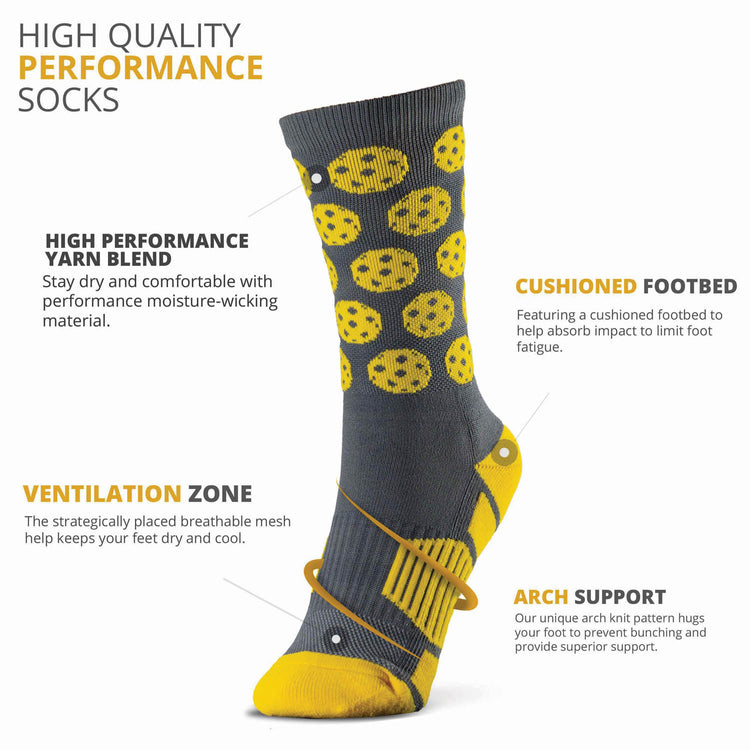 Pickleball Woven Mid-Calf Socks - Pickleballs