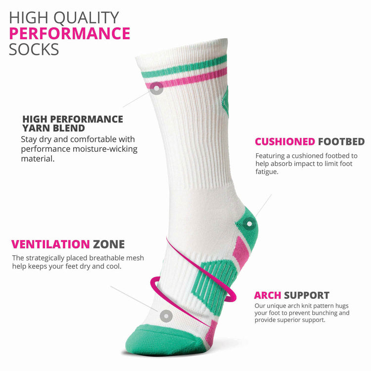 Pickleball Woven Mid-Calf Socks - Crossed Paddles - Miami
