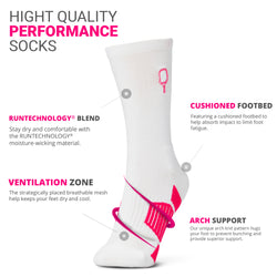 Pickleball Mid-Calf Socks - Paddle - Pink