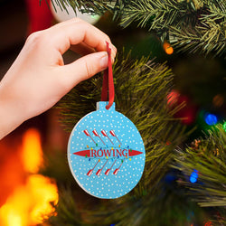 Crew Round Ceramic Ornament - Scull with Holiday Lights