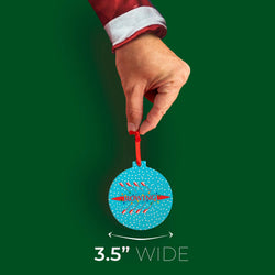 Crew Round Ceramic Ornament - Scull with Holiday Lights