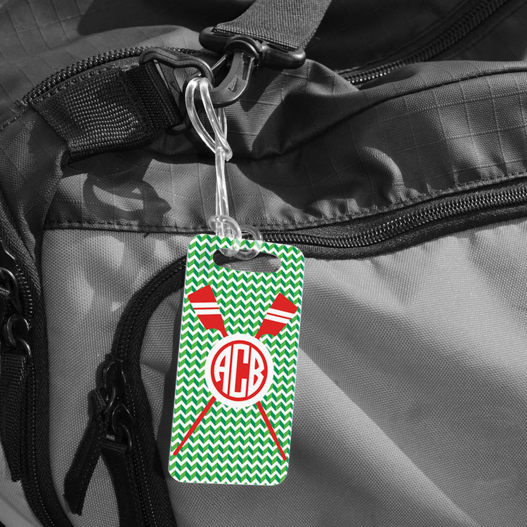 Crew Bag/Luggage Tag - Monogrammed Crossed Oars