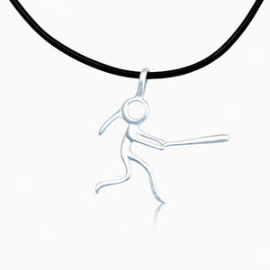 Silver Softball Girl (Stick Figure) Necklace
