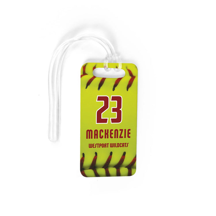 Softball Bag/Luggage Tag - Personalized Big Number with Softball Stitches