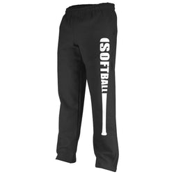 Softball Fleece Sweatpants Bat Softball [Black/White/Adult Medium] - SS