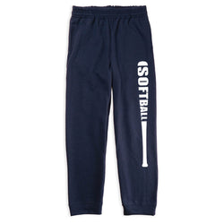 Softball Fleece Sweatpants - Bat Softball [Navy/Youth Medium] - SS