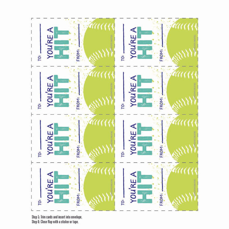 You're A Hit Softball Valentine's Day Card