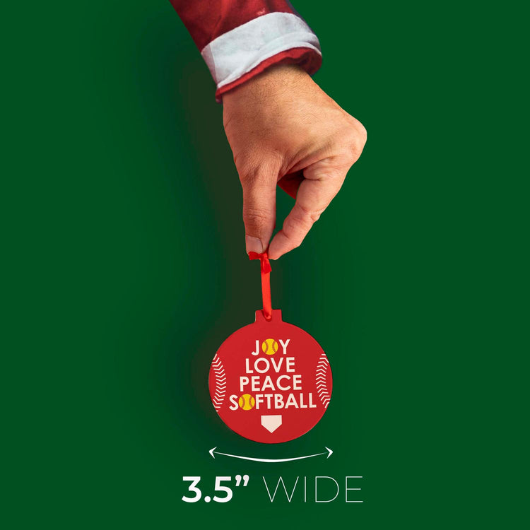 Softball Round Ceramic Ornament - Joy love Peace