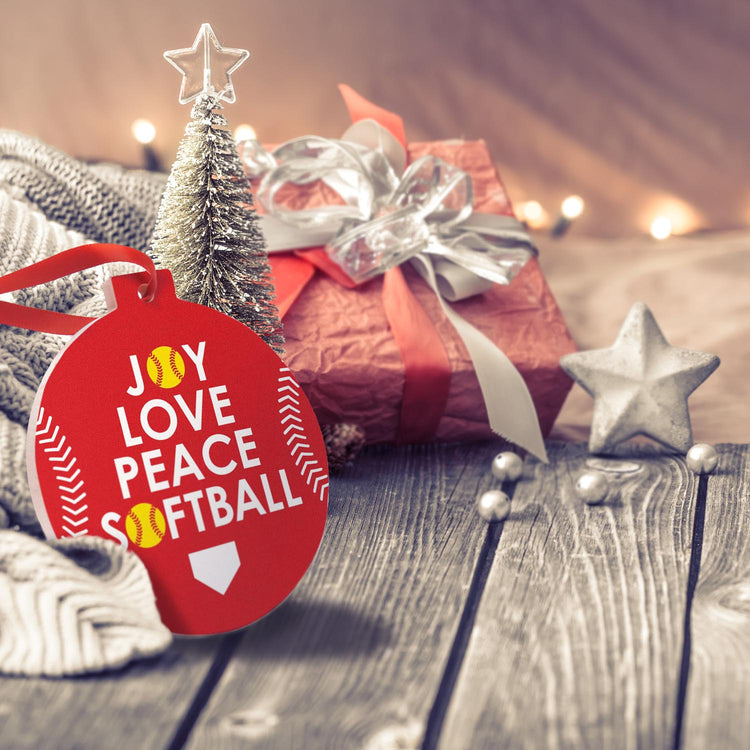 Softball Round Ceramic Ornament - Joy love Peace