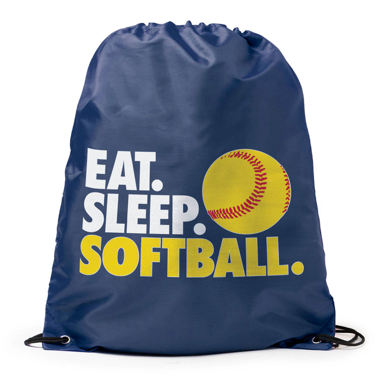 Softball Drawstring Backpack Eat. Sleep. Softball. [Navy] - SS