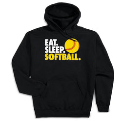 Softball Hooded Sweatshirt - Eat. Sleep. Softball. [Adult Small/Black] - SS