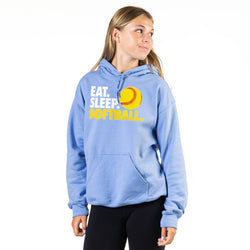 Softball Hooded Sweatshirt - Eat. Sleep. Softball. [Carolina/Adult Medium] - SS