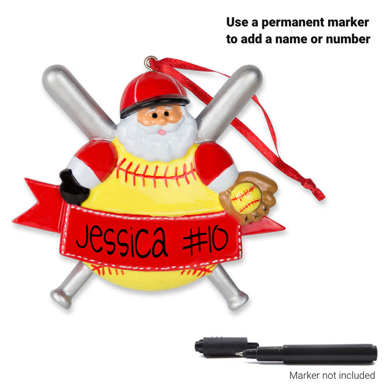 CTS Softball Ornament - Softball Santa