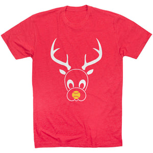 Softball Short Sleeve T-Shirt - Reindeer [Youth Large/Red] - SS