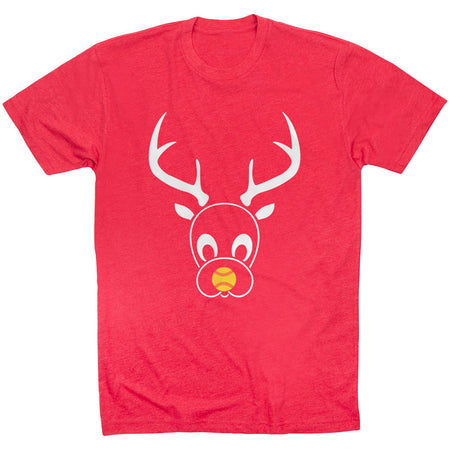 Softball Short Sleeve T-Shirt - Reindeer [Youth Large/Red] - SS