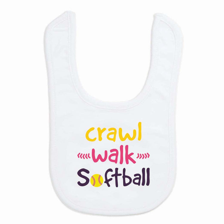 Softball Baby Bib - Crawl Walk Softball